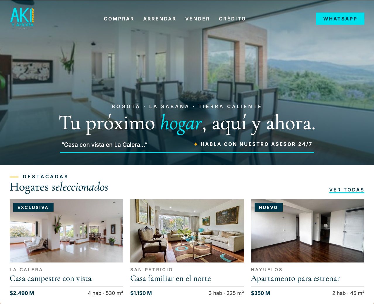 Aki y Ahora website redesigned by KUMA