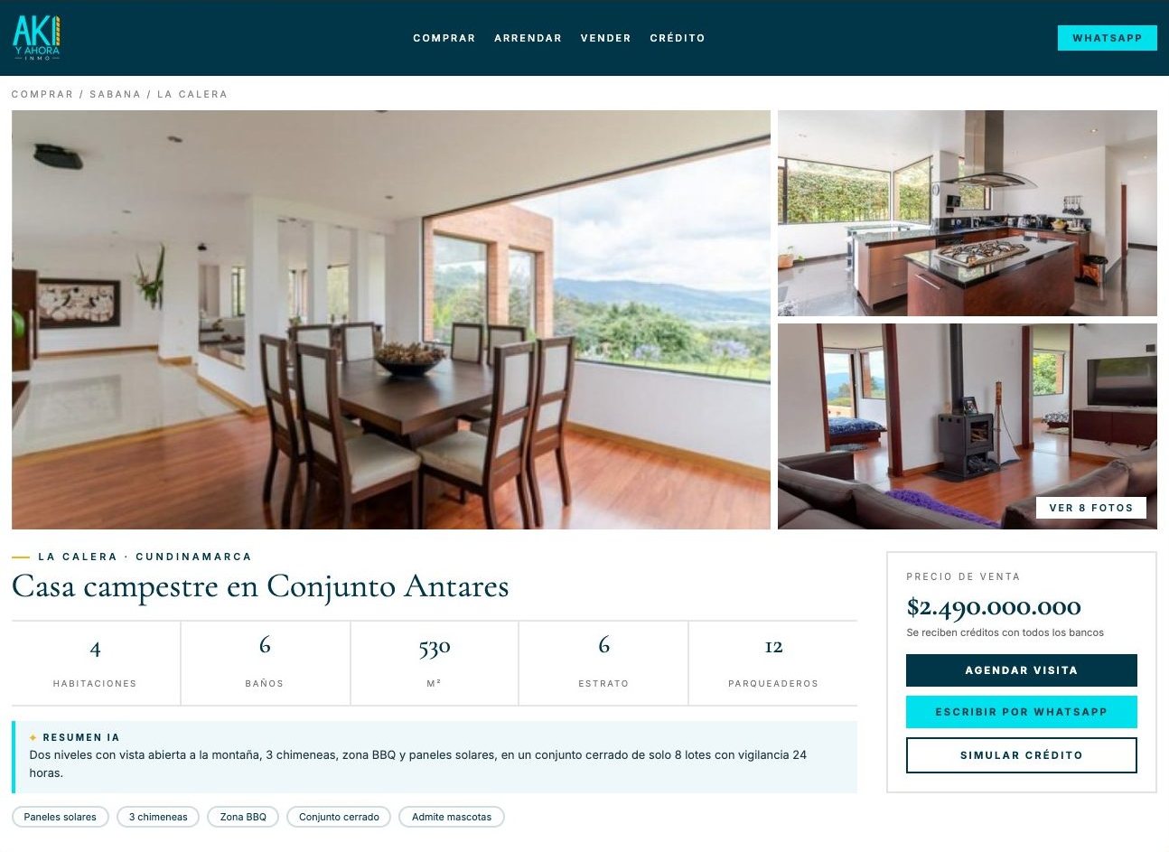 Aki y Ahora redesign — property page