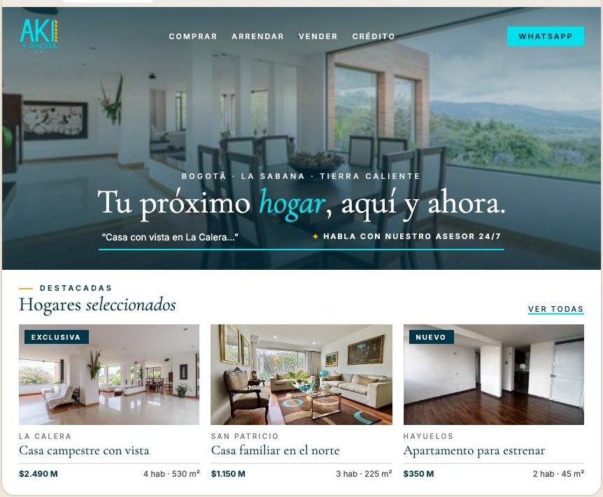 Aki y Ahora redesign — homepage